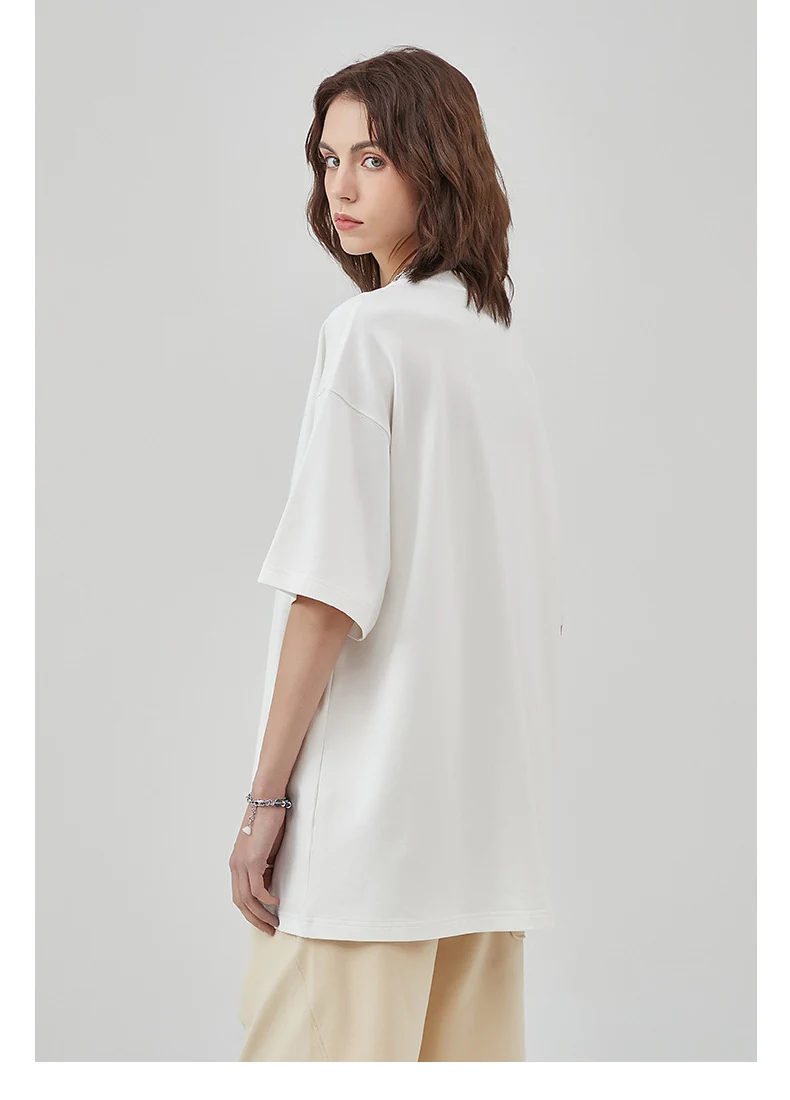 White oversized cotton T-shirt finished sample, back view